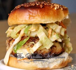 Tilapia Burgers with a Spicy Jalapeno Slaw
