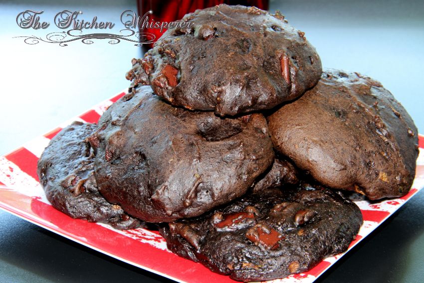 Soft and Chewy Triple Chocolate Drop Zucchini Cookies