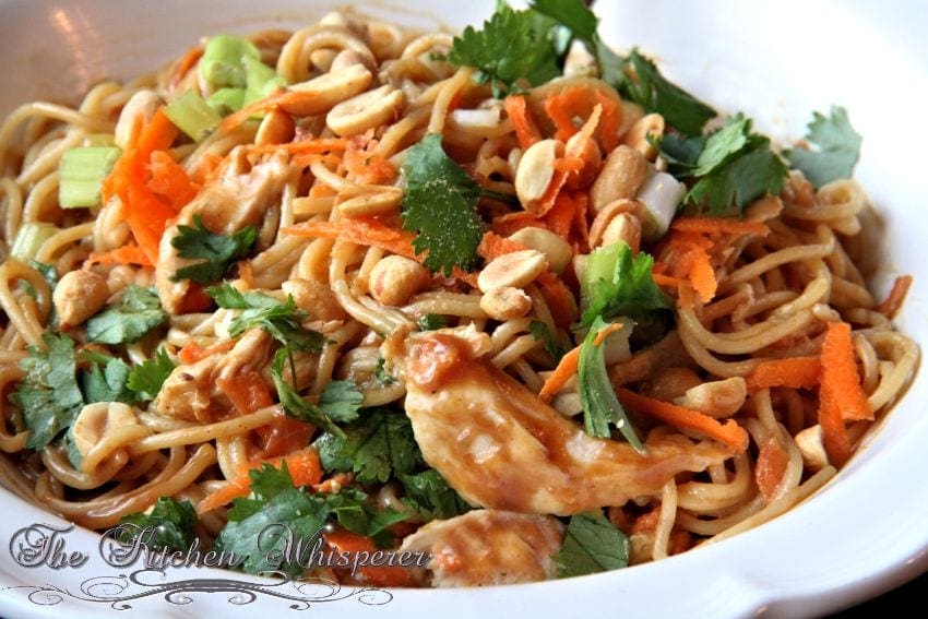 Thai Noodles with Chicken in a Spicy Peanut Sauce1