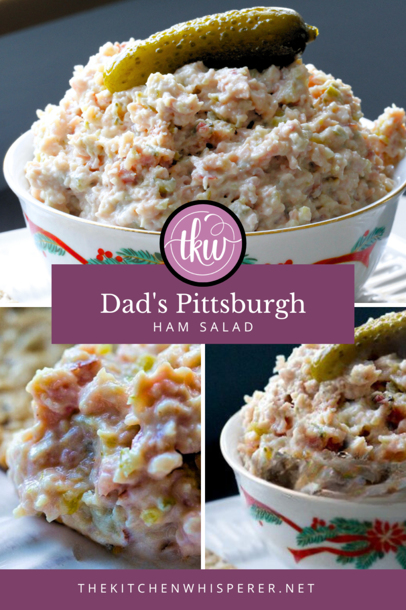 This 4 ingredient ham salad is a deli dish that I grew up on and loved! Combining chopped meat, pickles, mayo, and 1 secret ingredient for the best-tasting ham salad you'll ever have! deli ham salad, pittsburgh ham salad, Dad's Down Home Ham Salad Sandwich Spread, deli salad, bologna salad, bologna ham salad, ring bologna salad