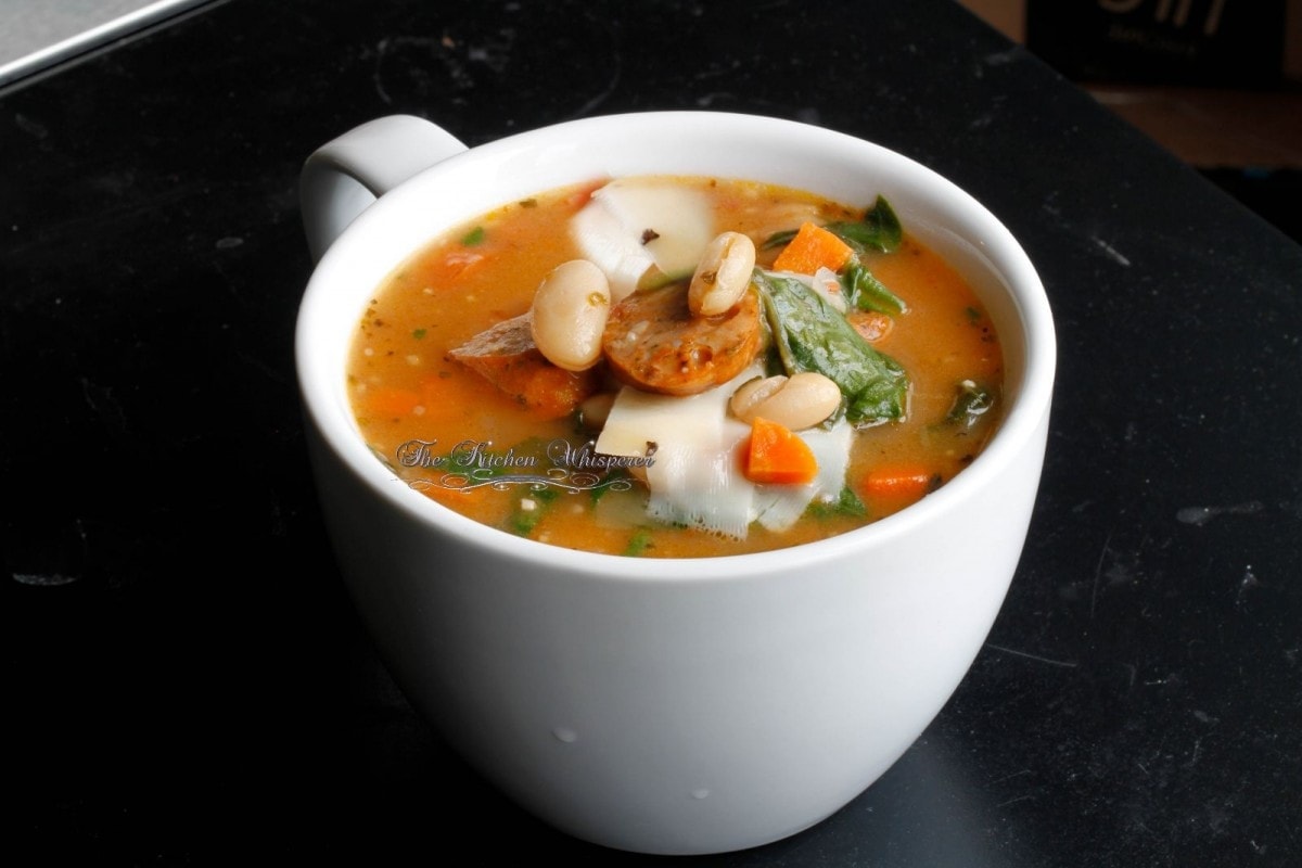 Tuscan White Bean & Sausage Spinach Soup