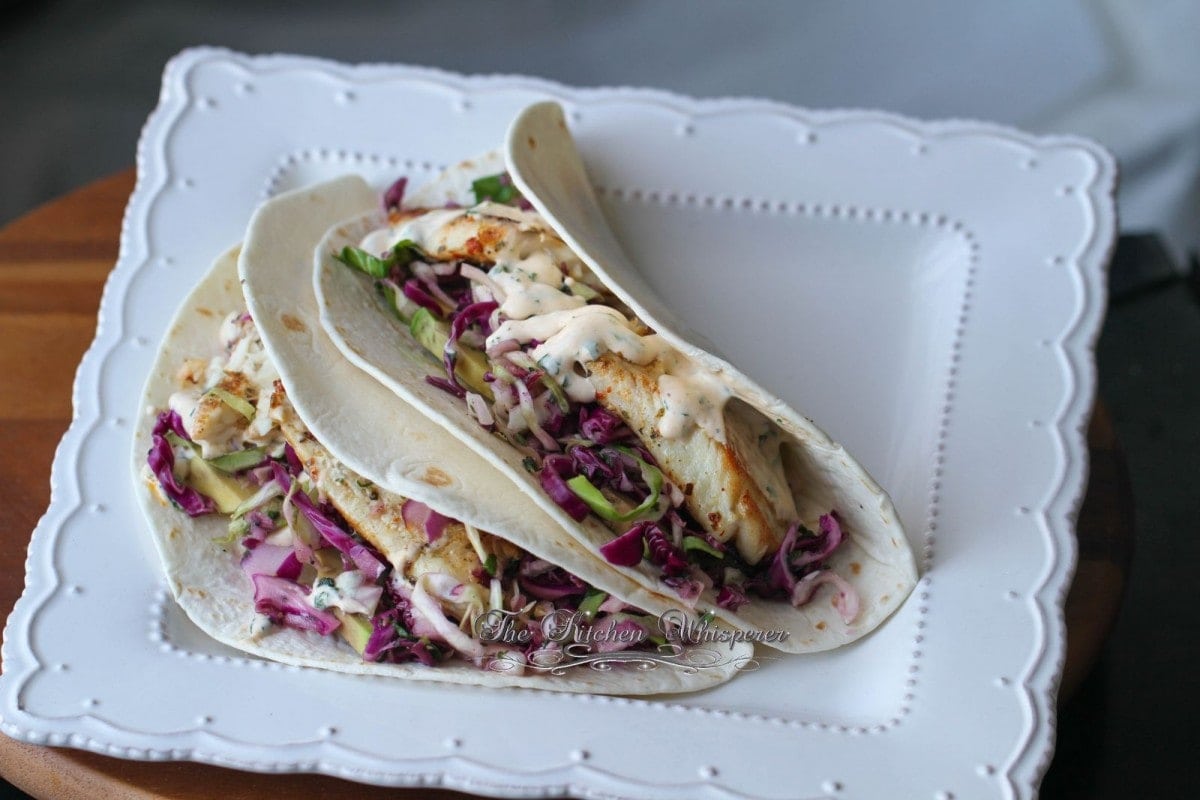 Grilled Fish Tacos with Baja Cream Sauce
