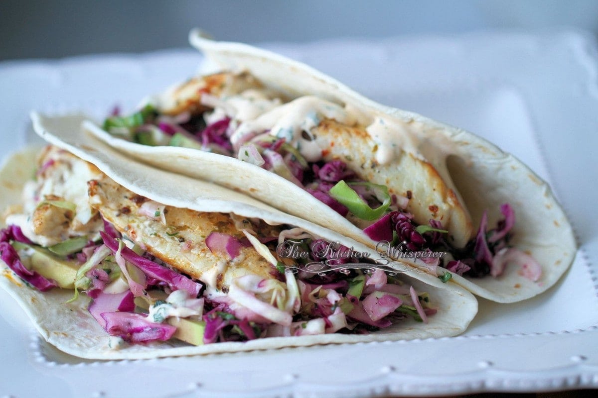 Pin to save this Grilled Fish Tacos with Baja Cream Sauce recipe