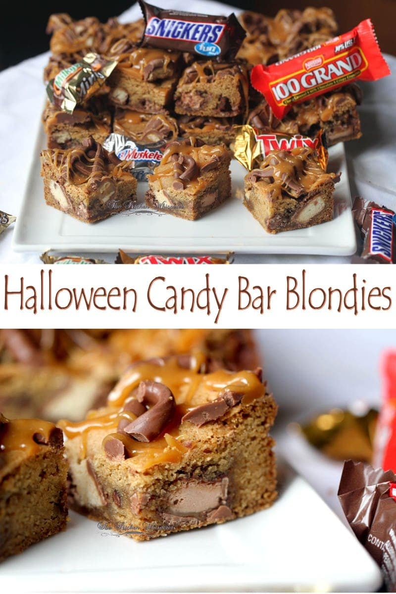 Halloween Candy Bar Blondies Collage