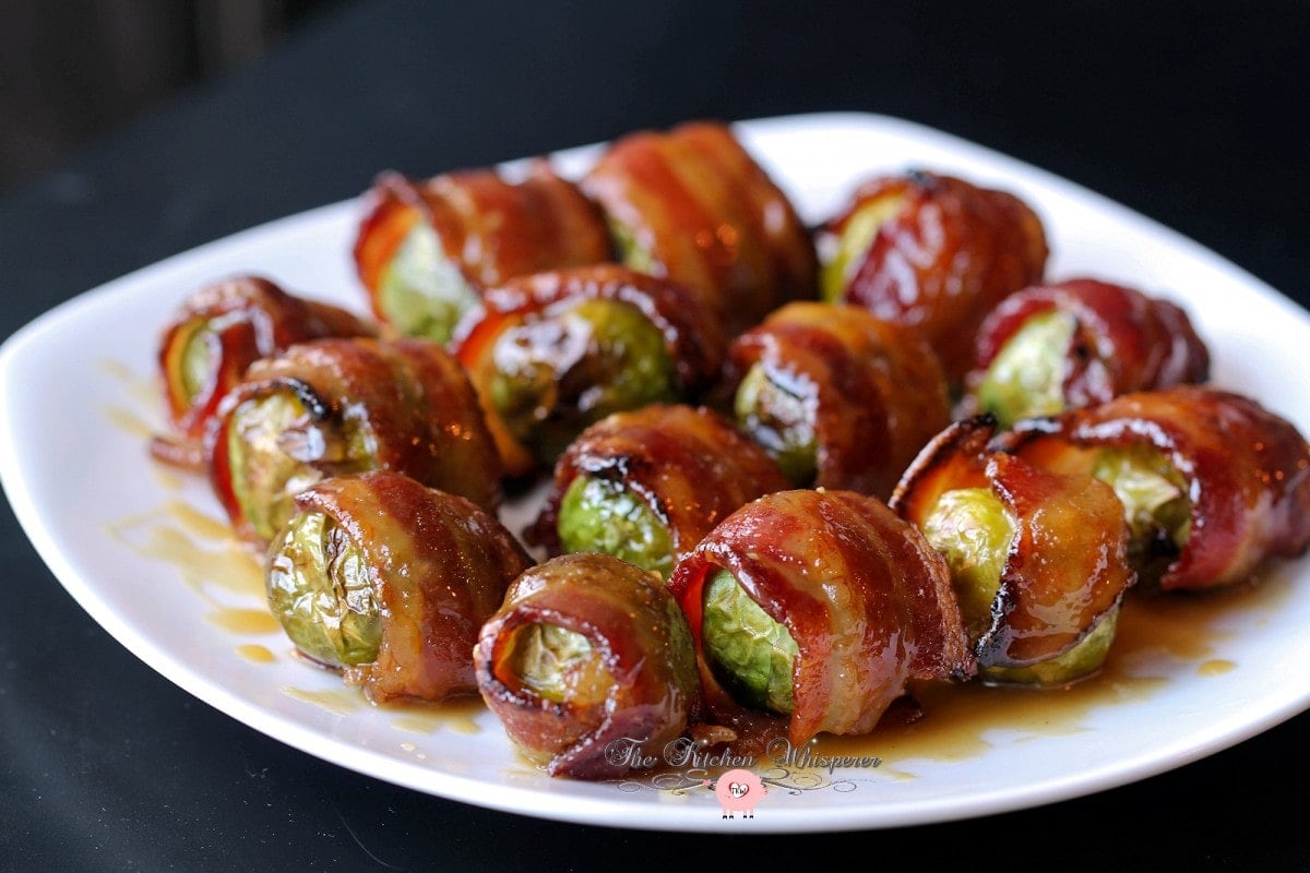 Candied Bacon Wrapped Brussels Maple Dijon2