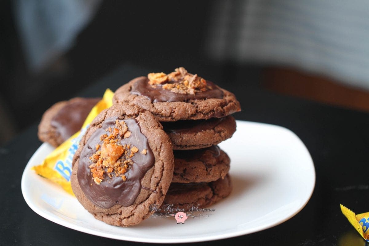 Chocolate Cookie Butter Cookies with Butterfinger Crumbles3
