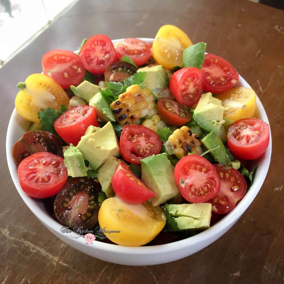 Rainbow Tomato Roasted Corn Summer Quenching Salad
