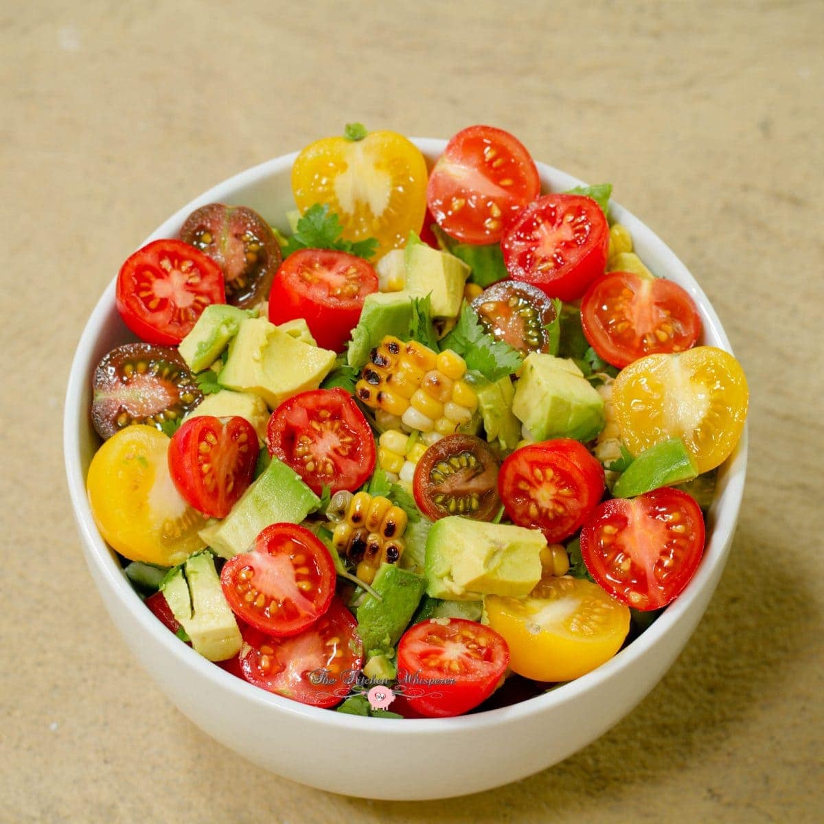 Rainbow Tomato Roasted Corn Summer Quenching Salad10