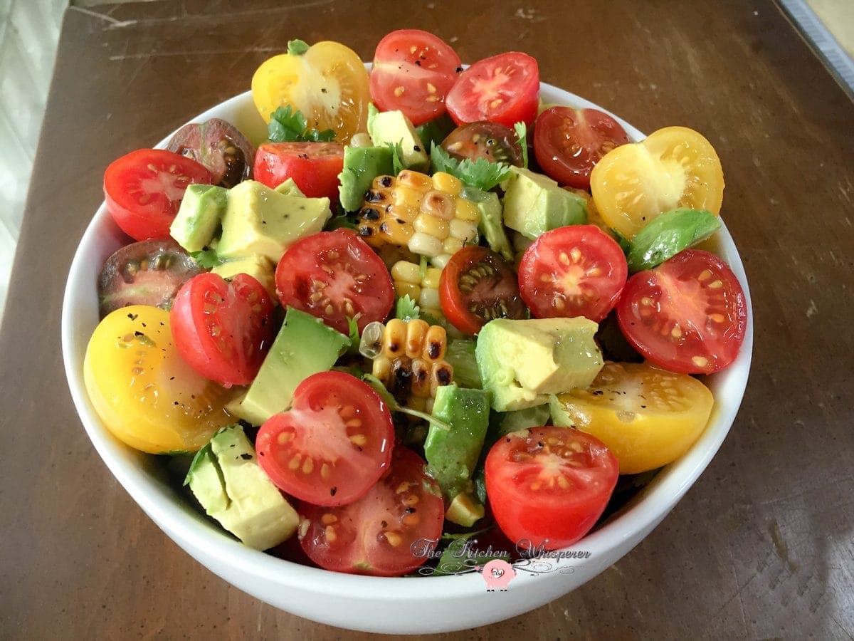 Rainbow Tomato Roasted Corn Summer Quenching Salad2