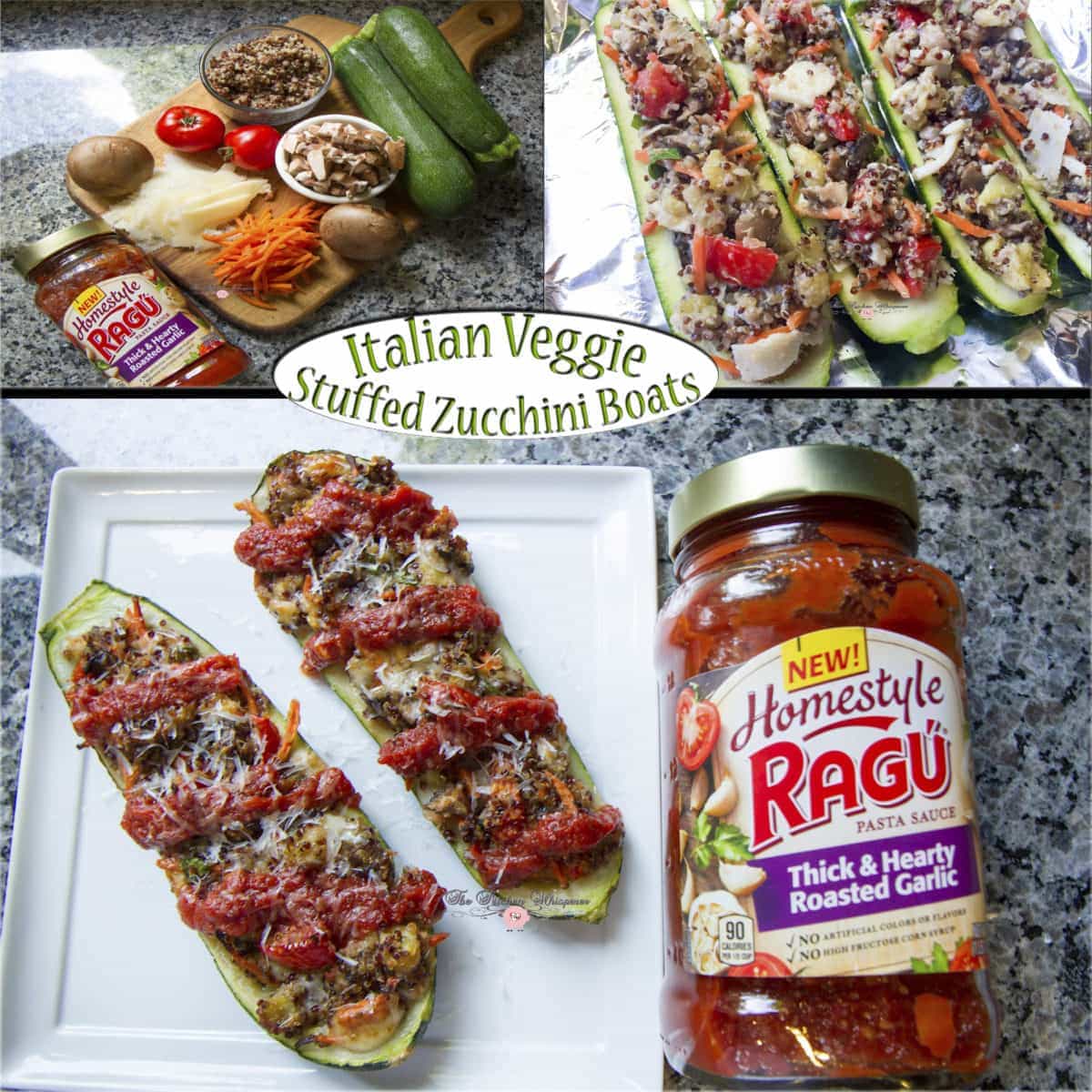 Italian Veggie Stuffed Zucchini Boats Collage