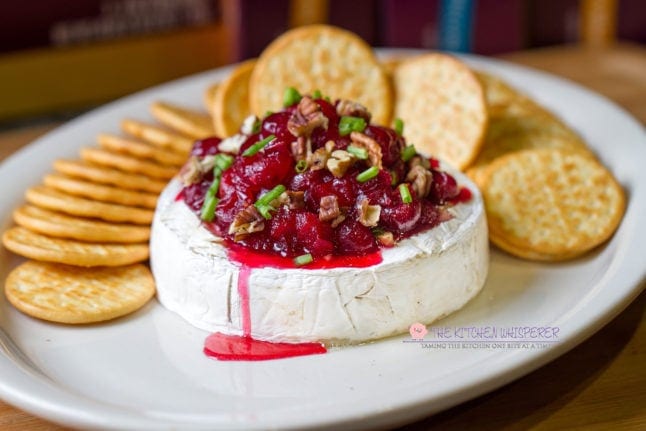 Creamy Baked Brie with Cranberry Relish & Toasted Pecans