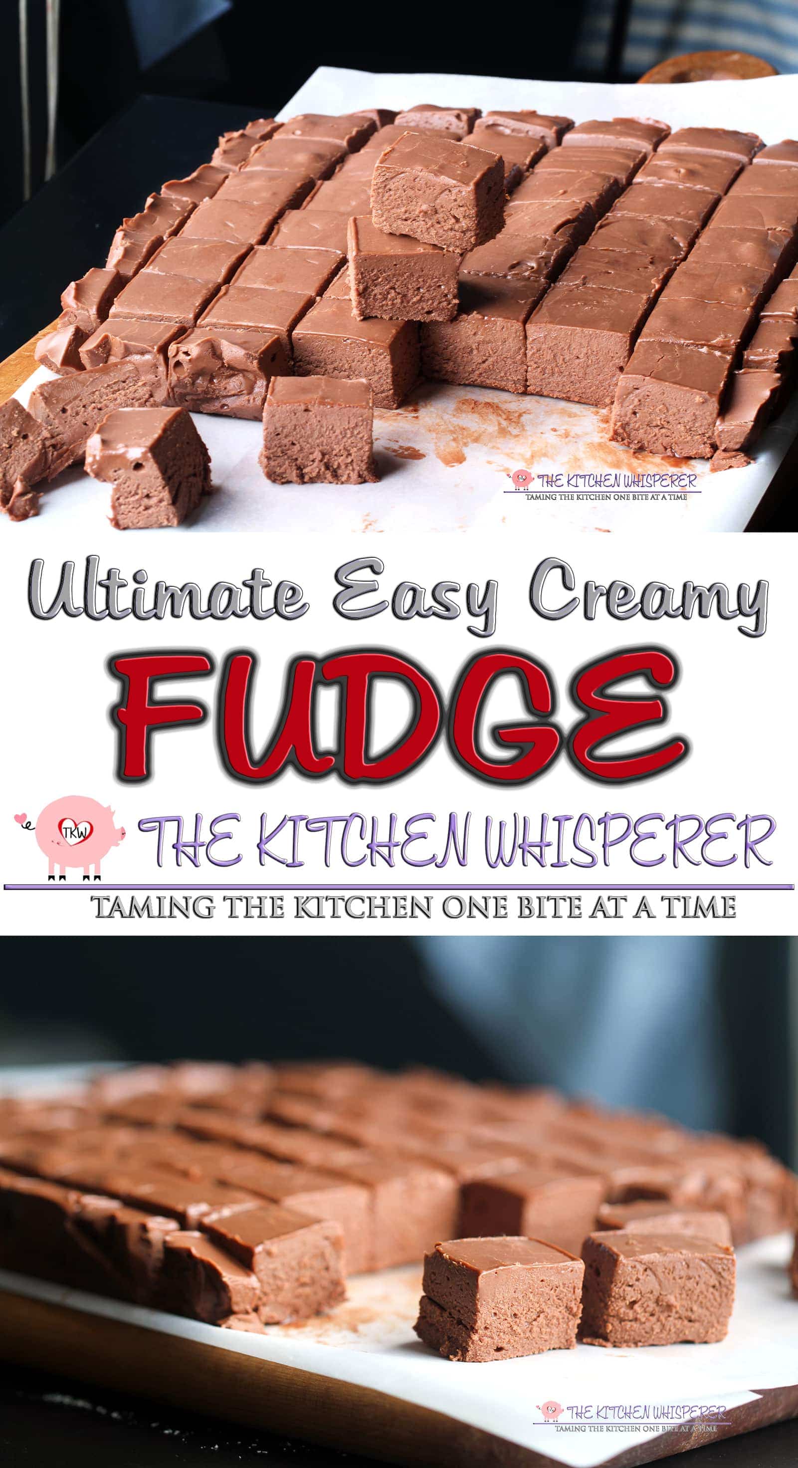 This is truly the Ultimate Easy Creamy No-Fail Chocolate Fudge. Just a few minutes is all it takes to make this seriously delicious, super creamy, no fail fudge! best fudge recipe, easy chocolate fudge, no fail christmas fudge, Mom's fudge recipe, #fudge #chocolatefudge #christmascandy