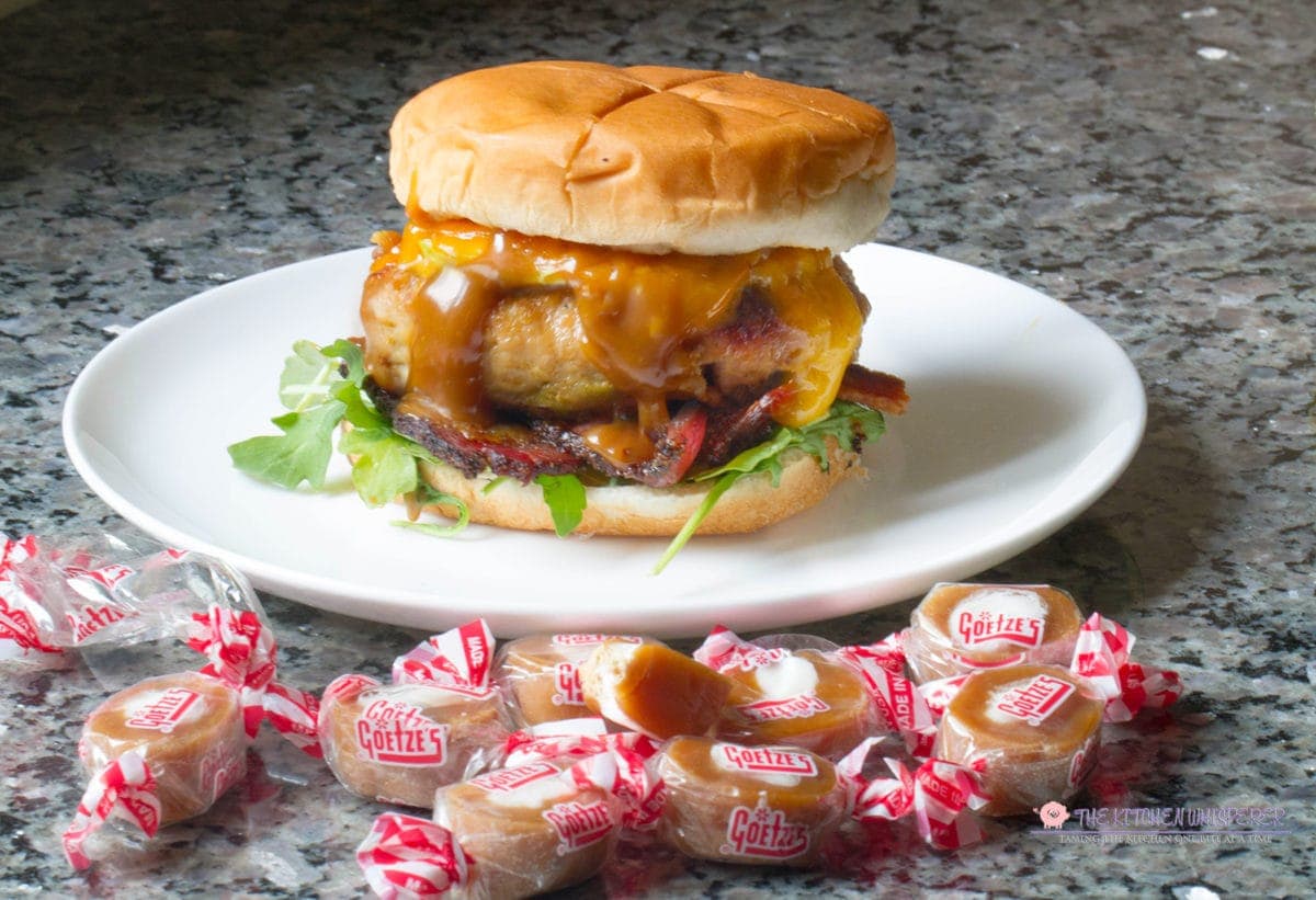Carmel Infused Apple Cheddar Chicken Burgers made with Caramel Creams®