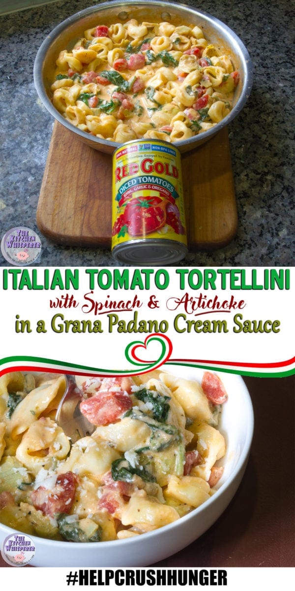 Italian Tomato Tortellini with Spinach & Artichokes in a Grana Padano ...