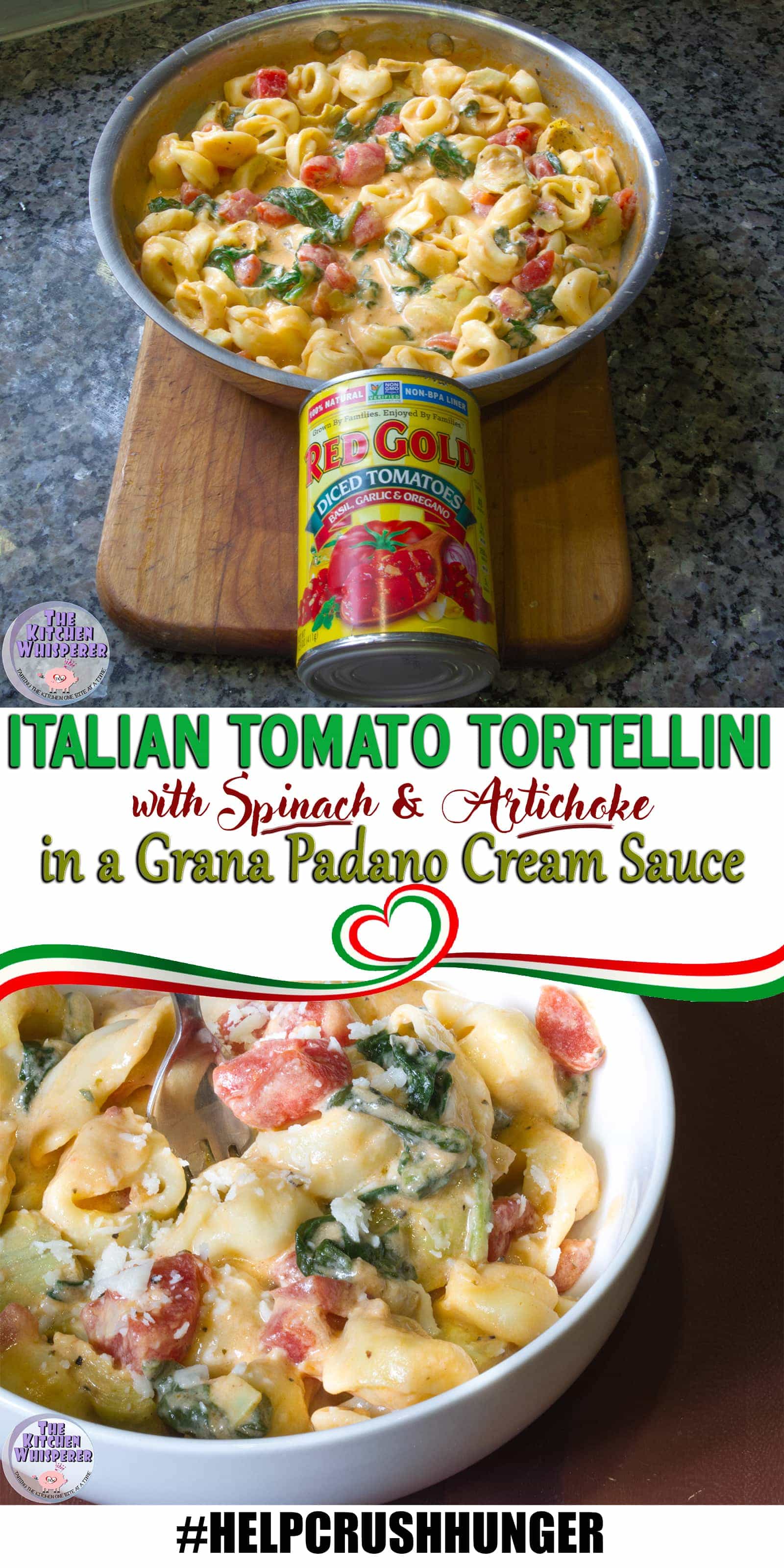 Italian Tomato Tortellini with Spinach & Artichokes in a Grana Padano Cream Sauce