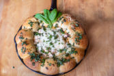 Perfect Autumn weather food! Skillet baked Cheesy Tomato Basil Caprese dip