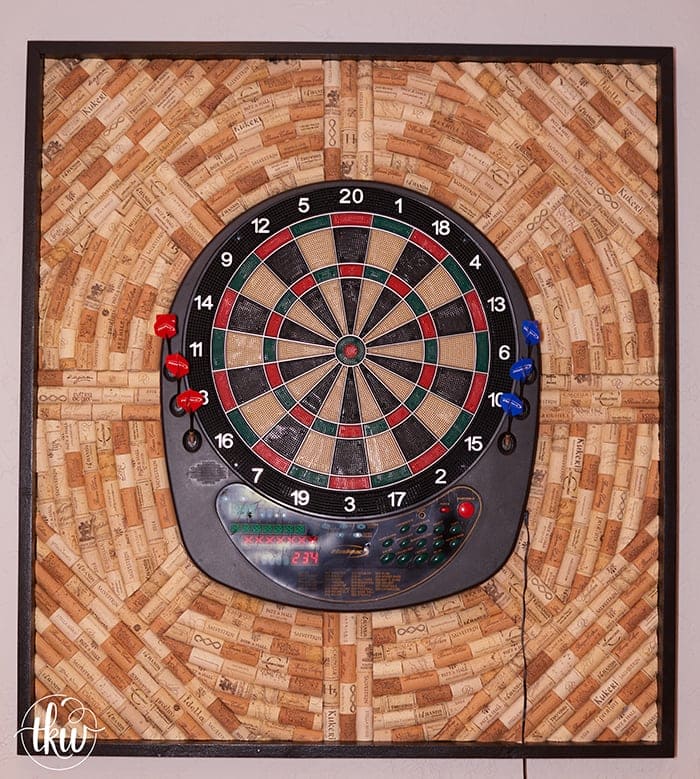Pin to save this wine cork dart board The Kitchen Whisperer made!