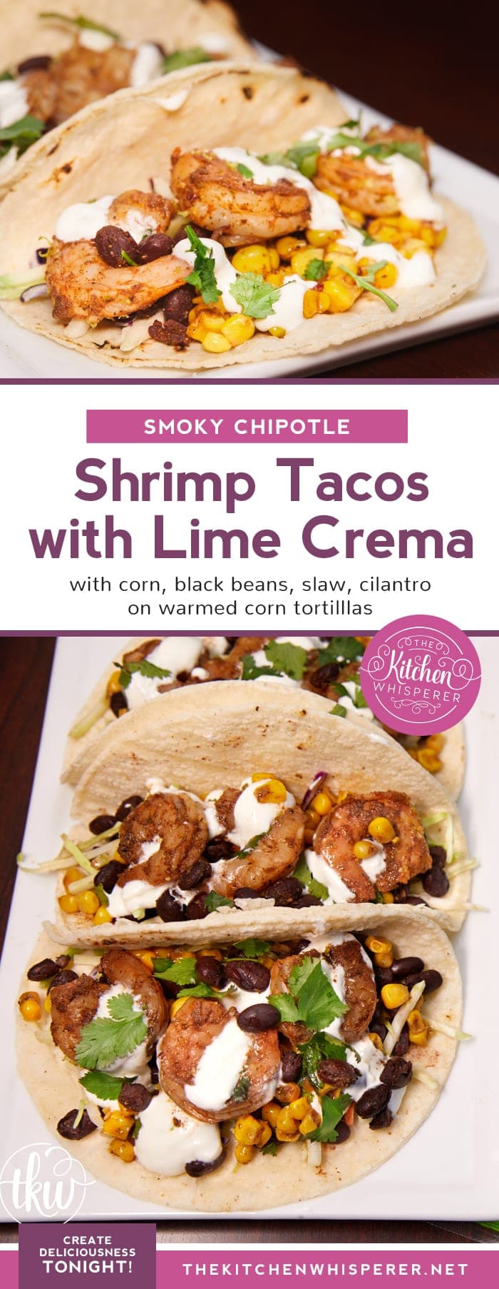 Smoky Chipotle Shrimp Tacos with Lime Crema