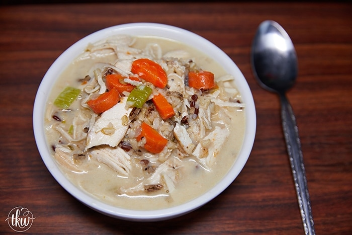 Pin to save this Family Favorite Instant Pot Creamy Chicken and Rice Soup recipe