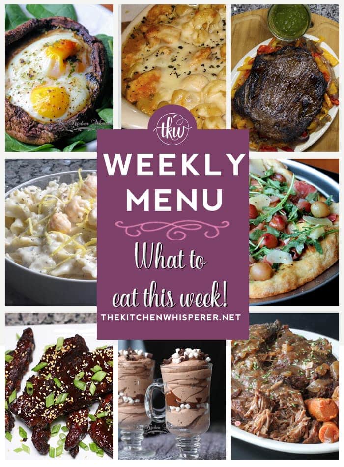 These Weekly Menu recipes allow you to get out of that same ol’ recipe rut and try some delicious and easy dishes! This week I highly recommend making the 15 Minute Creamy Lemon Pepper Parmesan Pasta with Langostino, the Pressure Cooker Mom’s Classic Pot Roast with Savory Onion Gravy, and the Roasted Grape Prosciutto Pizza Parma!