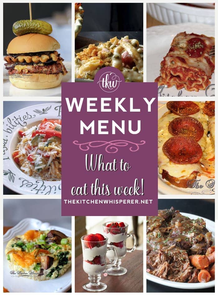 These Weekly Menu recipes allow you to get out of that same ol’ recipe rut and try some delicious and easy dishes! This week I highly recommend making the Lord Have Mercy Triple B Burgers, the Skinny Baked Frittatas, and the Pressure Cooker Mom’s Classic Pot Roast with Savory Onion Gravy!