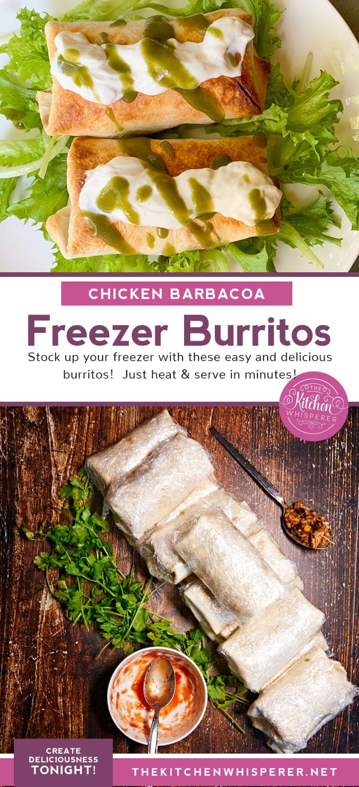 These Instant Pot Chicken Barbacoa Freezer burritos are perfect for weekly meal prep and something to easily grab, heat and go in minutes!