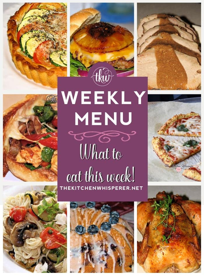 These Weekly Menu recipes allow you to get out of that same ol’ recipe rut and try some delicious and easy dishes! This week I highly recommend making the Summer Garden Pasta, the Summer Tomato and Zucchini Tart, and the Spaghetti Squash Pizza Crust Pepperoni pizza!