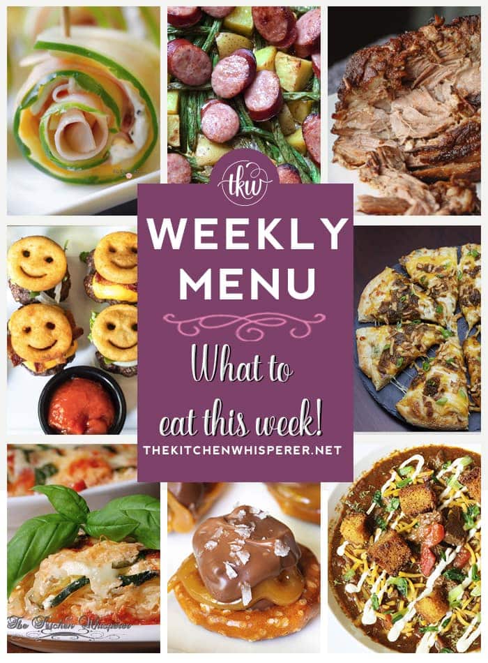 These Weekly Menu recipes allow you to get out of that same ol’ recipe rut and try some delicious and easy dishes! This week I highly recommend making the Texas Style Beef, Beer & Bacon Chili, the Pierogi Pizza, and the Sheet Pan Kielbasa, Beans and Potatoes!