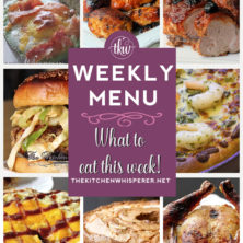 These Weekly Menu recipes allow you to get out of that same ol’ recipe rut and try some delicious and easy dishes! This week I highly recommend making the Spinach & Artichoke Crispy Skillet Pan Pizza with optional Garlic Butter Herb Shrimp, the Whiskey Pulled Pork Shepherd’s Pie with Cheddar Biscuit Crust, and the Cherry Chipotle Cola Pork Tenderloin!