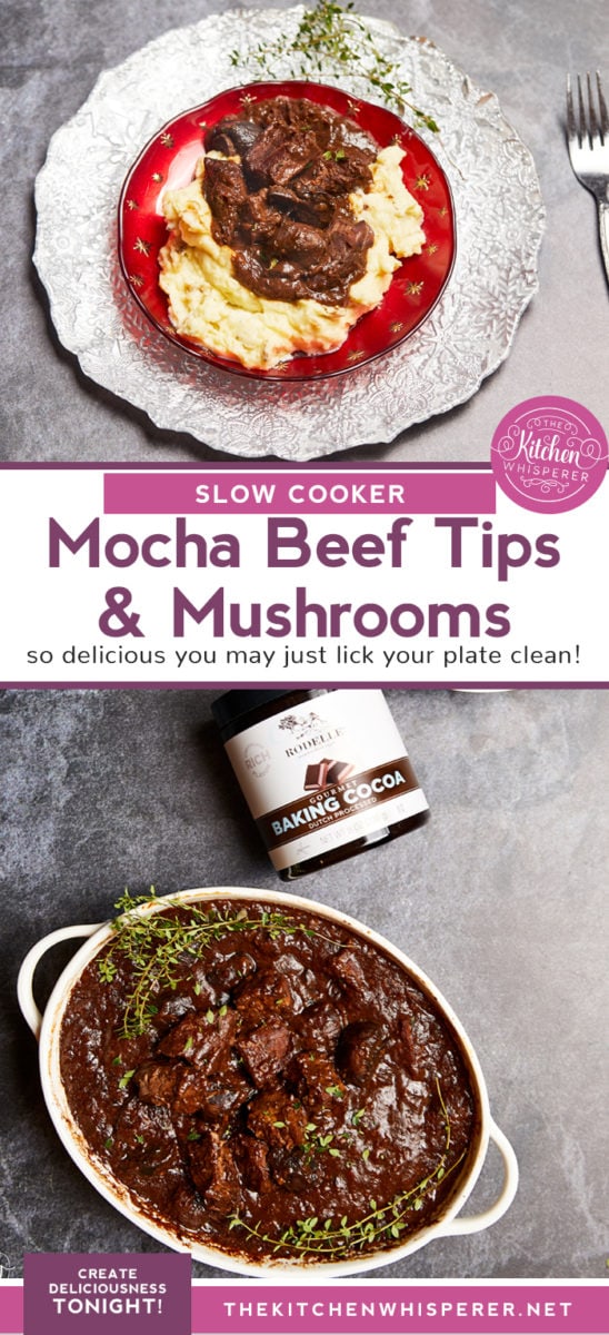 Break out your slow cooker and get ready to enjoy the BEST comfort food to cross your table this season! These Slow Cooker Mocha Beef Tips and Mushrooms are so good it'll make you want to lick your plate clean!