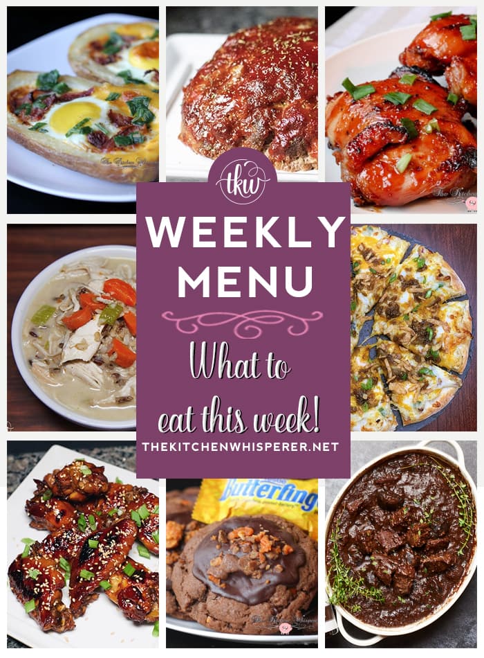 These Weekly Menu recipes allow you to get out of that same ol’ recipe rut and try some delicious and easy dishes! This week I highly recommend making the Slow Cooker Mocha Beef Tips and Mushrooms, the gochujang Korean Wings, and the Ultimate Meatloaf with Tangy Sauce!