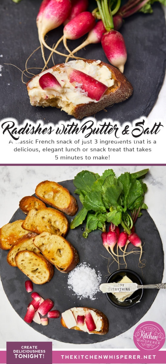 French Radishes with Butter and Salt on toast