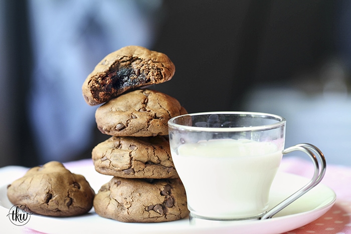 Brownie Truffle Stuffed Chocolate Chubby Cookies