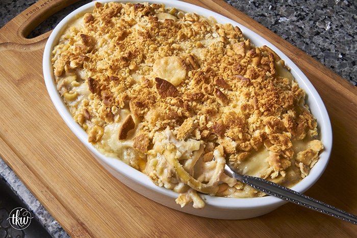 Classic Hot Tuna Noodle Casserole with Cracker Topping