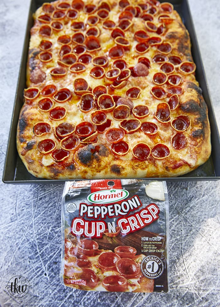 Classic Grandma Pizza with Pepperoni Cups