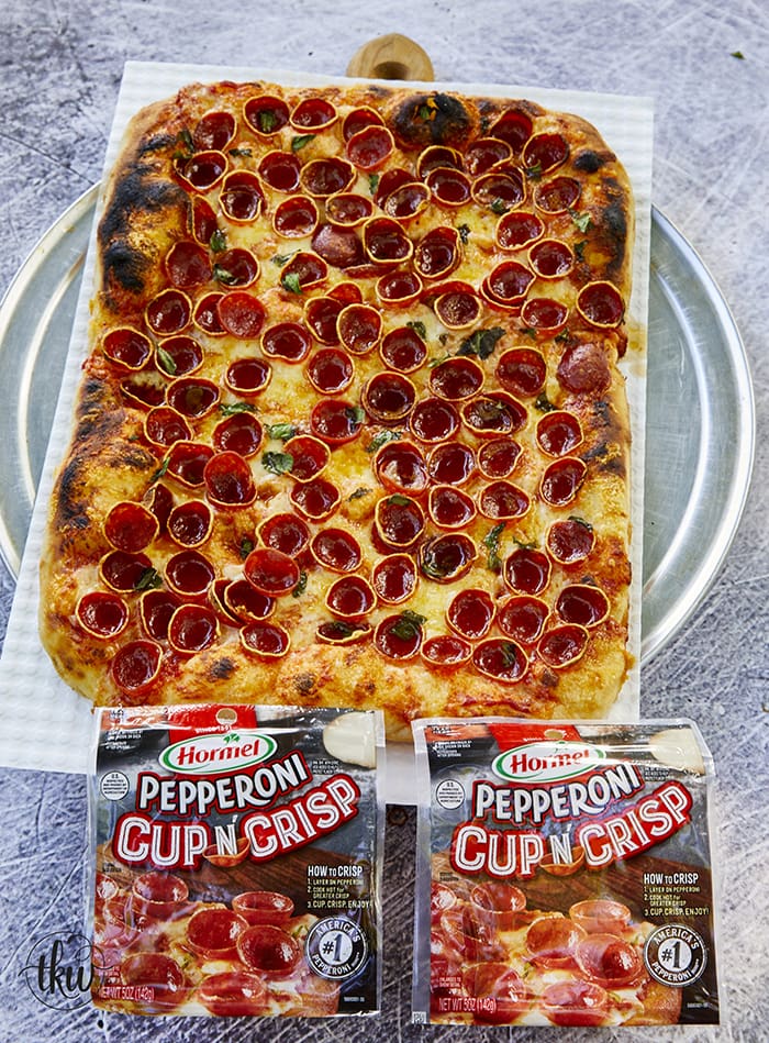 Classic Grandma Pizza with Pepperoni Cups