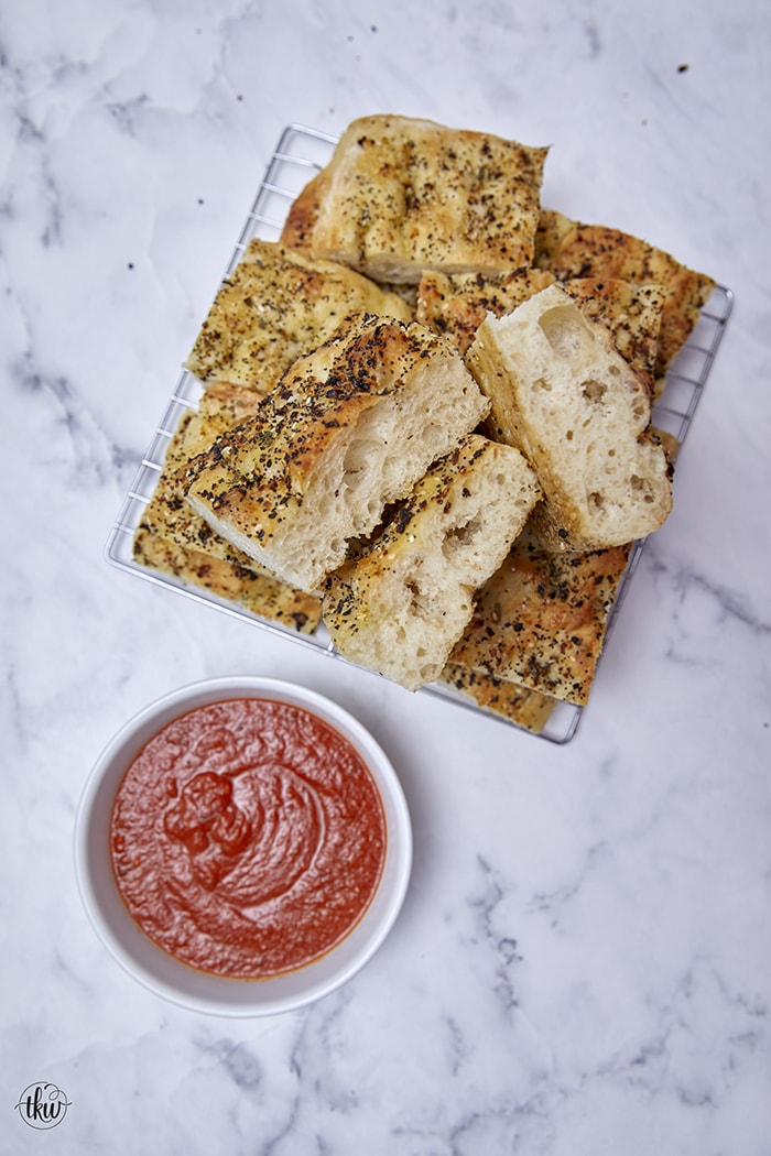 No Knead Everything Garlic Oregano Focaccia