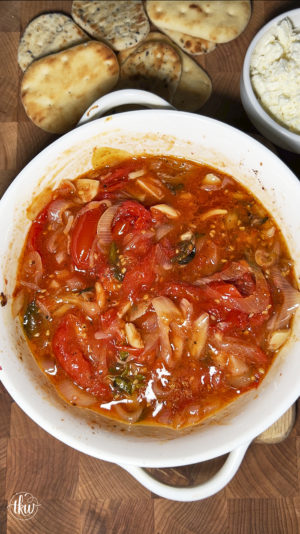 Roasted Tomatoes Shallots Garlic & Feta Spread