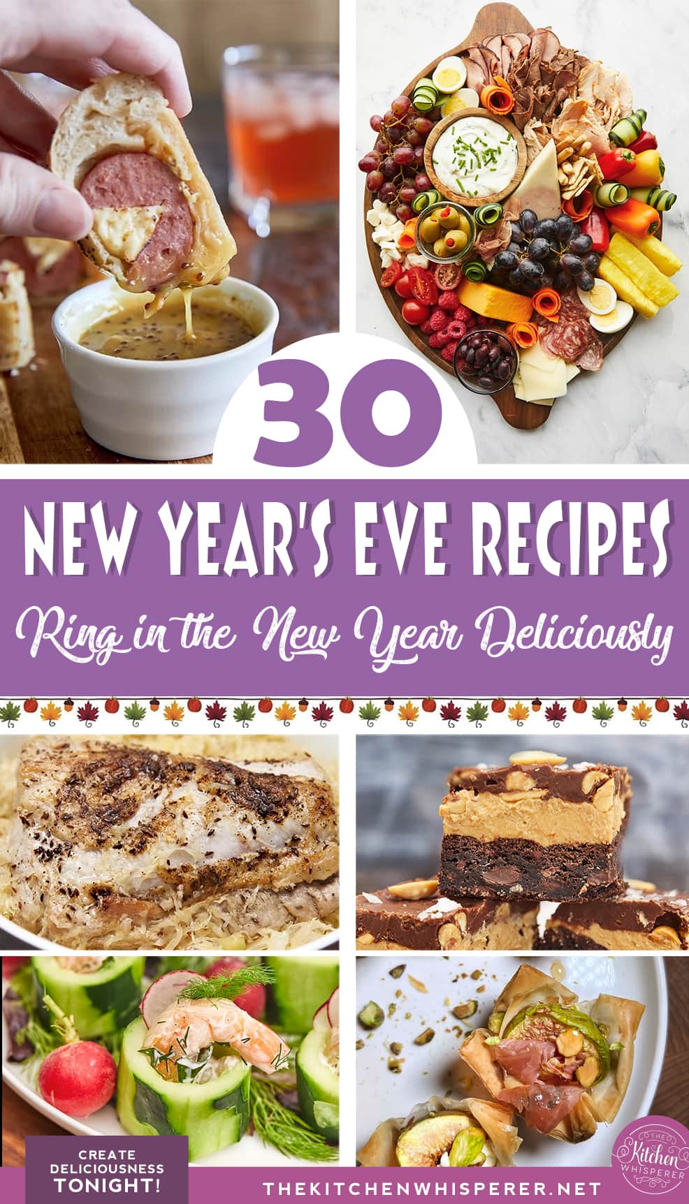 A collection of New Year's Eve-inspired recipes to celebrate the holiday. These 30 recipes will have you and your guests ringing in the new year deliciously! 30 Dishes to Rock Your New Year, new years eve food, pork and sauerkraut, new years food, finger foods, holiday appetizers, shrimp burger, fried ravioli, gourmet foods, charcuterie, grazing boards