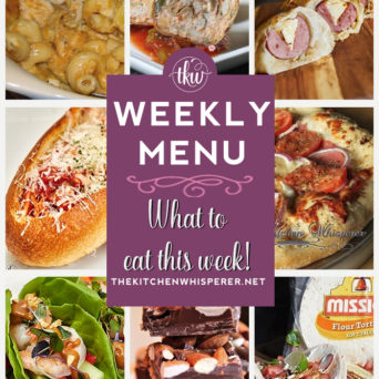 These Weekly Menu recipes allow you to get out of that same ol’ recipe rut and try some delicious and easy dishes! This week I highly recommend making Thai Style Chilled Shrimp Lettuce Cups, Cheesy Stuffed Kielbasa & Sauerkraut Bombs, and Cheesy Garlic Bread Spaghetti Bread Boats. weekly menu, vegetarian recipes, pizza, soup, meal planning, pasta, keto, gluten free, burgers, fish, crock pot, slow cooker, breakfast, recipes, instant pot recipes, christmas recipes, christmas bark