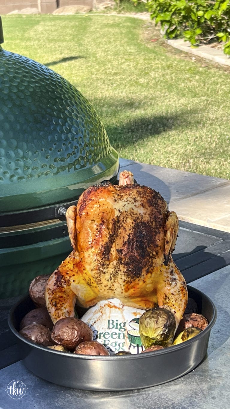 Let's fire up the grill and whip up one of the best-grilled beer can chickens you'll ever eat! So juicy, full of flavor, and incredibly easy to make! Winner, winner 5-star chicken dinner! Grilled Beer Can Chicken, beer can chicken on charcoal grill, beer can chicken in the oven, beer can chicken grill time, best beer can chicken, big green egg beer can chicken