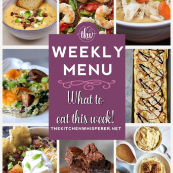 These Weekly Menu recipes allow you to get out of that same ol’ recipe rut and try some delicious and easy dishes! This week I highly recommend making Creamy Butternut Squash Soup, Pear & Prosciutto Pizza, and Turkey Gobbler Meatballs Bowls. weekly menu, vegetarian recipes, pizza, soup, meal planning, pasta, keto, gluten free, burgers, fish, crock pot, slow cooker, breakfast, recipes, instant pot recipes, heirloom tomato tart, healthy recipes