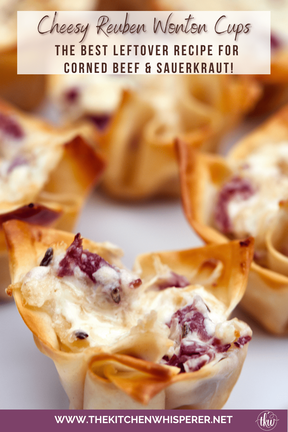 The Best Cheesy Reuben Wonton Appetizers