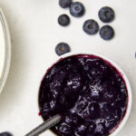 A simple sweet topping made with 4 ingredients that elevate your sweet treats and savory in just a few minutes! Easy Blueberry Compote With Fresh Blueberries, blueberry sauce, what to do with Blueberries, ice cream topping, fruit compote for waffles, fruit cookie filling