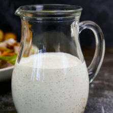 This creamy buttermilk feta dressing is loaded with herbs, feta cheese, and acid to make this the perfect salad dressing or dip! The Best Homemade Creamy Feta Dressing, feta dressing, feta dip, whipped feta, herb feta dressing, buttermilk feta salad dressing, from scratch dressing, Greek feta dressing