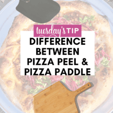 Pizza Peels and Pizza Paddles are quite different. Even though more experienced pizzaiolos use them interchangeably, each one is made a little differently. Find out the difference today! The Difference Between A Pizza Peel & Pizza Paddle, pizza launcher, pizza tools, pizzaiola, pizza lessons, pizza tips