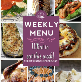 These Weekly Menu recipes allow you to get out of that same ol’ recipe rut and try some delicious and easy dishes! This week I highly recommend making Boneless Thick-Cut Pork Chops with Oniony Mashed Potatoes and Pork Gravy, Thai Chicken Lettuce Wraps, and Hot Damn Sriracha Honey Butter Roasted Chicken. Weekly Menu, Weekly Menu -7 Amazing Dinners Plus Dessert, slow cooker dinner, cinco de mayo, salsa, salsa fresca, pork loin, easy dinners, meal prep recipes