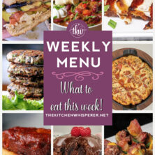 These Weekly Menu recipes allow you to get out of that same ol’ recipe rut and try some delicious and easy dishes! This week, I highly recommend making my Bacon Cheeseburger Stuffed Potato Skins, Ultimate Grilled Squash, Eggplant & Tomato Sandwich, and BBQ Meatloaf Stacks. Weekly Menu -7 Amazing Dinners Plus Dessert, stuffed potato skins, veggie sandwich, grilled veggies, veggie burgers