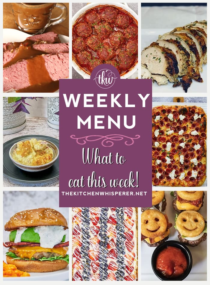 These Weekly Menu recipes allow you to get out of that same ol’ recipe rut and try some delicious and easy dishes! This week, I highly recommend making my Bacon Cheeseburger Smiles Sliders, Vanilla Lovers Berry Cookie Tart Bars, and Cheesy Guinness Reuben Gnocchi Casserole. weekly menu, meal prep, easy dinners, cookie bars, corned beef, meal prep recipes, roni cup pizza, pan pizza, bacon chicken ranch burgers