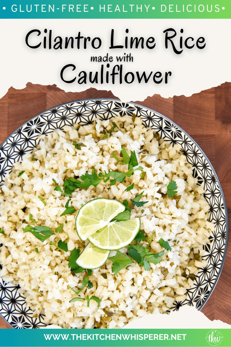 This riced cauliflower is gluten-Free, healthy, and absolutely delicious! Made in under 20 minutes and perfect as a side with your favorite Mexican meal, in a wrap, or as-is! Easy & Delicious Cilantro Lime Cauliflower Rice, cilantro lime cauliflower rice recipe, gluten-free cilantro lime rice, cauliflower rice, lime cilantro cauliflower rice, healthy rice, rice cauliflower, riced cilantro lime cauliflower, frozen cilantro lime cauliflower rice